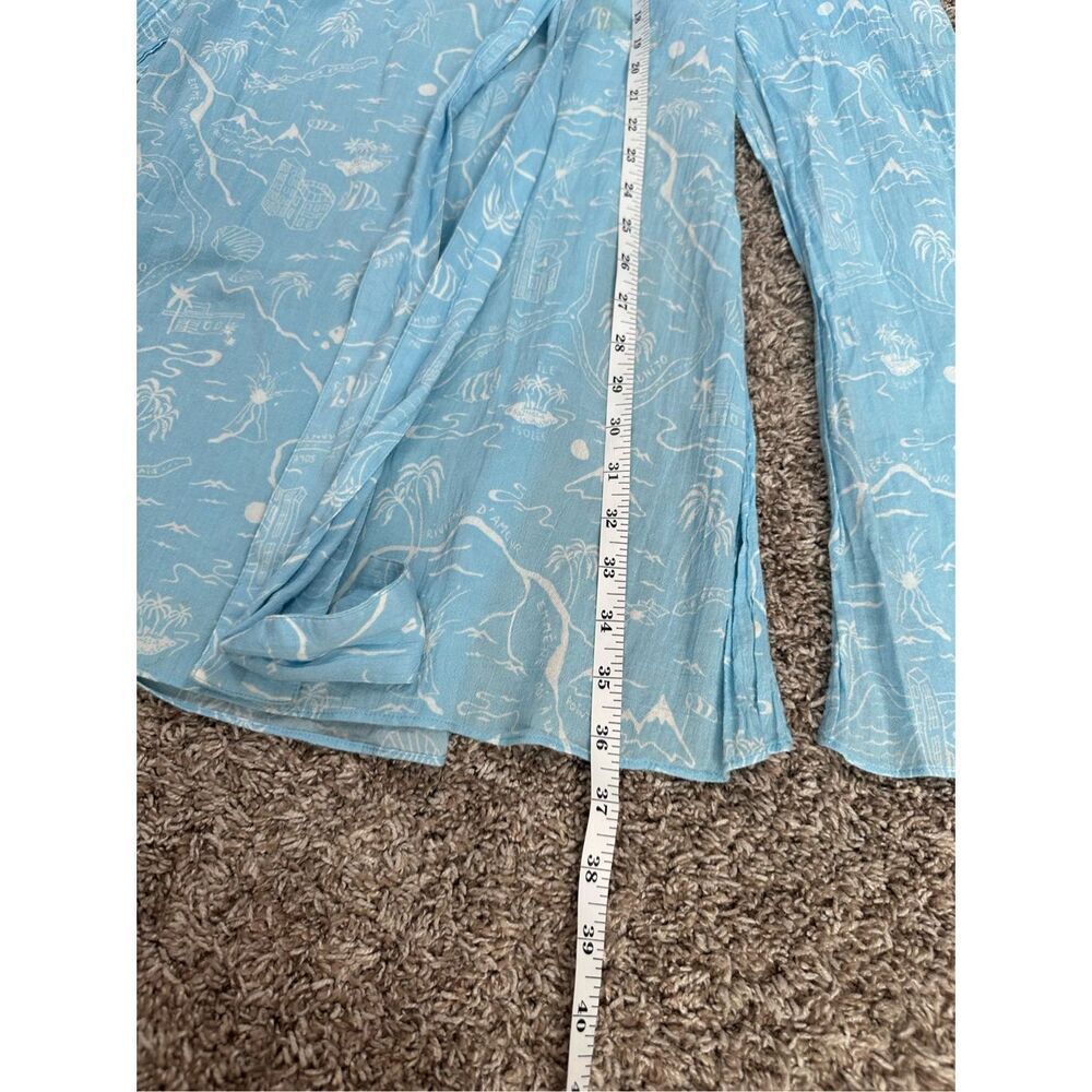 & Other Stories Paris Atelier Slit Crepe Midi Skirt Belt Blue Palm Tree Shell 4 - Picture 9 of 16